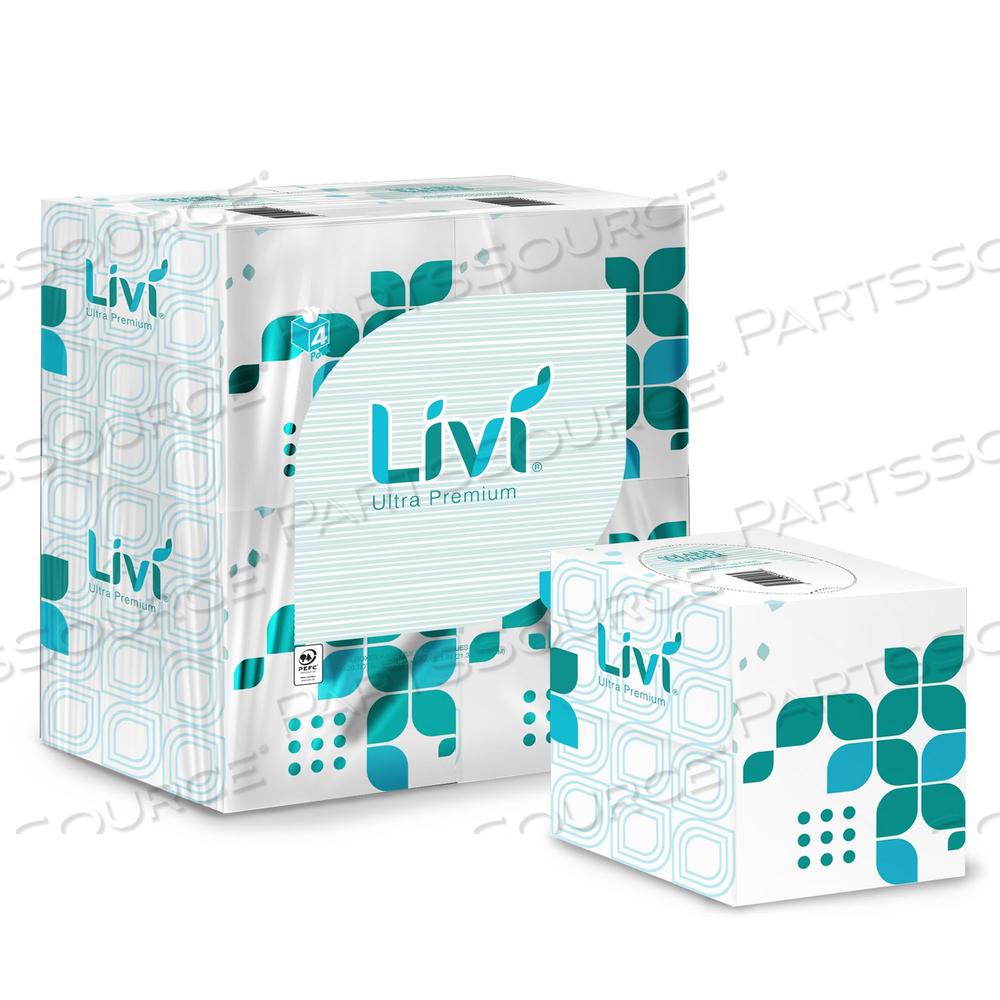 LIVI ULTRA PREMIUM FACIAL TISSUE, 2-PLY, WHITE, CUBE BOX, 80 SHEETS/BOX/CARTON by Livi