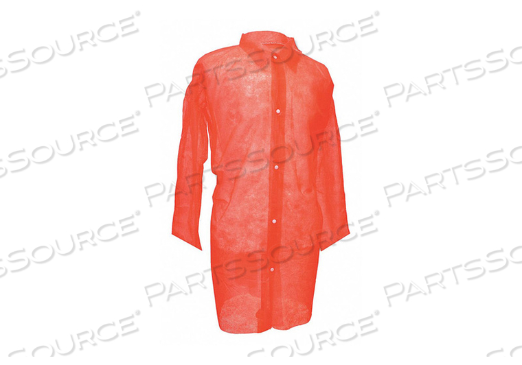 DISP. LAB COAT L POLYPROPYLENE RED PK30 by Cordova Glove