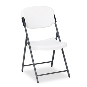 ROUGH N READY COMMERCIAL FOLDING CHAIR, SUPPORTS UP TO 350 LB, 15.25" SEAT HEIGHT, PLATINUM SEAT, PLATINUM BACK, BLACK BASE by Iceberg Enterprises