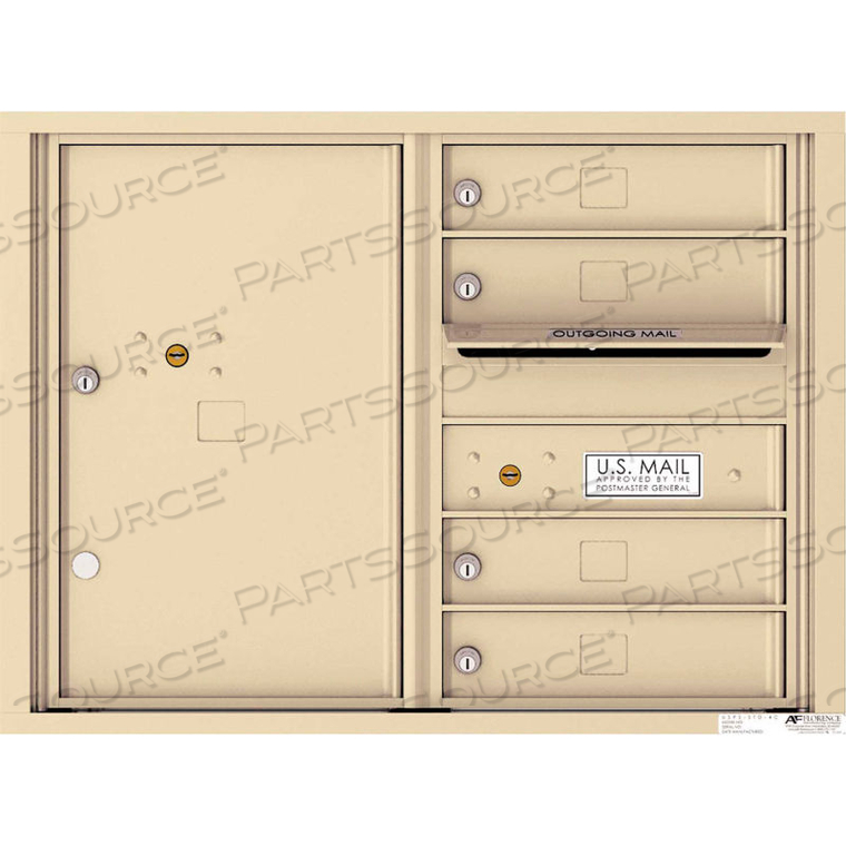 VERSATILE 4C MAILBOX 4C06D-04, 23-1/4"H, 4 MAILBOXES, 1 PARCEL, FRONT LOADING, BEIGE, USPS by Florence Manufacturing Company