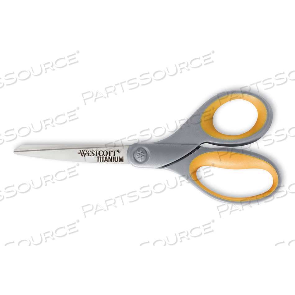 TITANIUM BONDED SCISSORS, 8" LONG, 3.5" CUT LENGTH, GRAY/YELLOW STRAIGHT HANDLE by Westcott