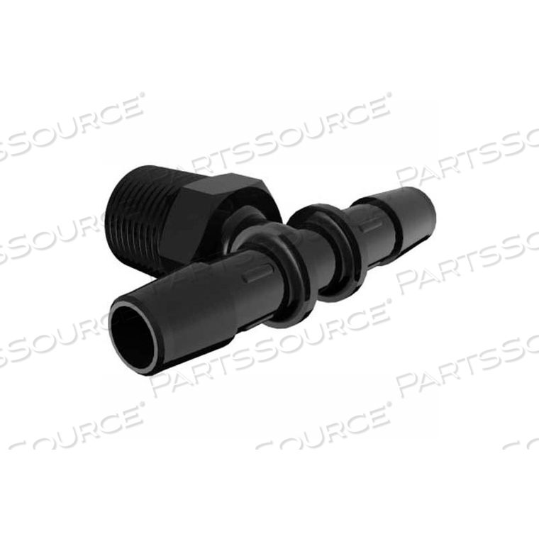 3/8-19 BSP TO 1/2" BARBED TEE, BLACK NYLON 