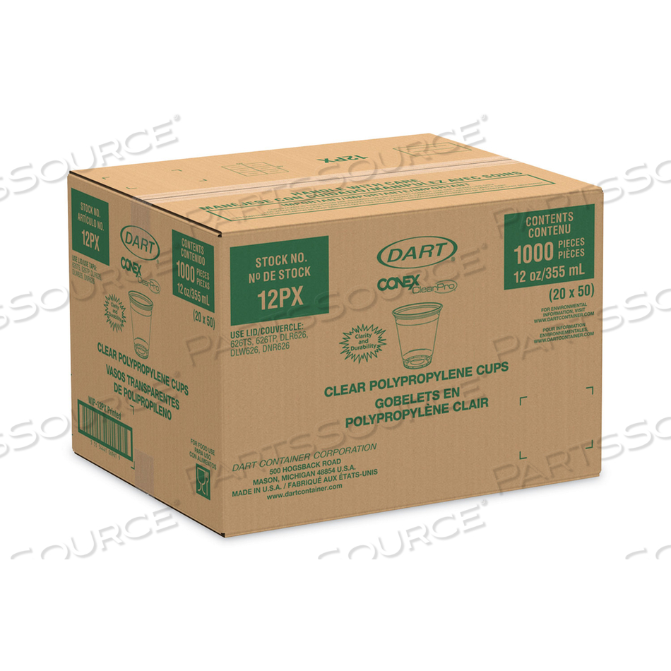 CONEX CLEARPRO PLASTIC COLD CUPS, 12 OZ, CLEAR, 50/SLEEVE by Dart Container Corporation CONEX CLEARPRO PLASTIC COLD CUPS, 12 OZ, CLEAR, 50/SLEEVE by Dart Container Corporation