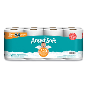 MEGA TOILET PAPER, SEPTIC SAFE, 2-PLY, WHITE, 320 SHEETS/ROLL, 16 ROLLS/PACK by Angel Soft