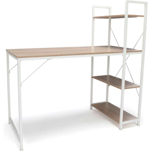 ESSENTIALS COLLECTION COMBINATION DESK WITH 4 SHELF UNIT, NATURAL by OFM Inc