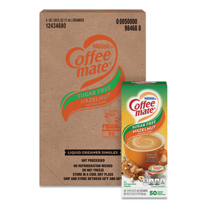 LIQUID COFFEE CREAMER, SUGAR FREE HAZELNUT, 0.38 OZ MINI CUPS, 50/BOX, 4 BOXES/CARTON by Coffee-Mate