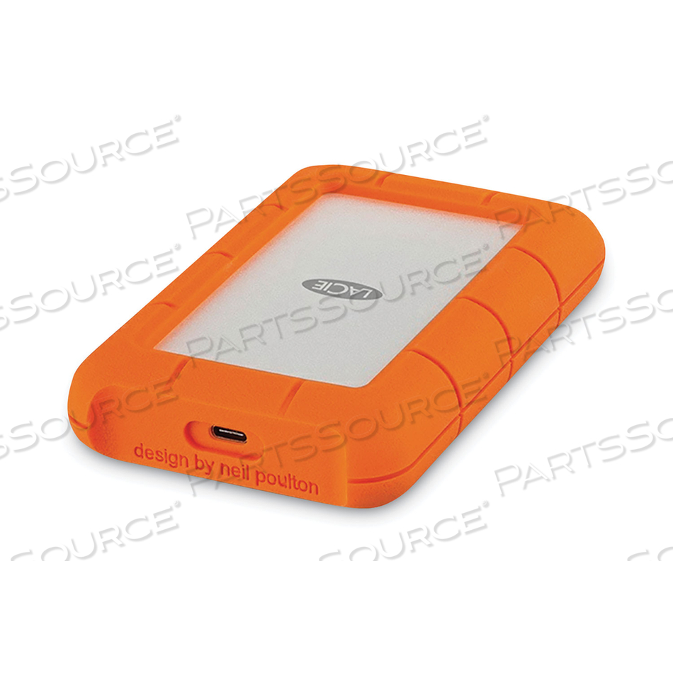 RUGGED PORTABLE EXTERNAL HARD DRIVE, 5 TB, USB-C, ORANGE/SILVER 