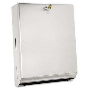 SURFACE-MOUNTED PAPER TOWEL DISPENSER, 10.75 X 4 X 14, STAINLESS STEEL by Bobrick Washroom Equipment, Inc SURFACE-MOUNTED PAPER TOWEL DISPENSER, 10.75 X 4 X 14, STAINLESS STEEL by Bobrick Washroom Equipment, Inc
