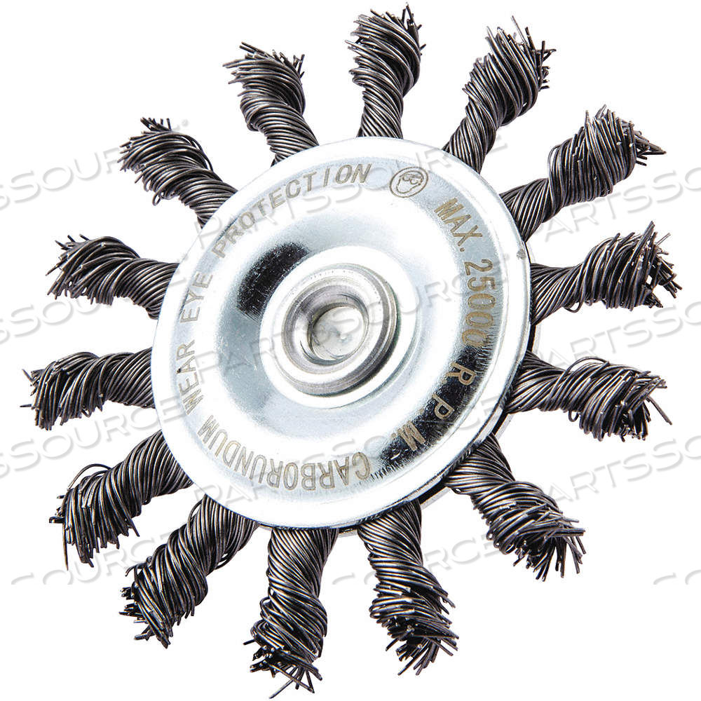 WIRE WHEEL BRUSH, TWISTED STEEL, 3 IN DIA X 3/8 IN WD, 1/4 IN SHANK, 0.014 IN FILL by Approved Vendor WIRE WHEEL BRUSH, TWISTED STEEL, 3 IN DIA X 3/8 IN WD, 1/4 IN SHANK, 0.014 IN FILL by Approved Vendor