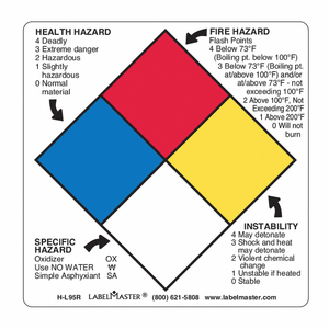 NFPA DIAMOND LABEL 4 H 4 W PK500 by Labelmaster