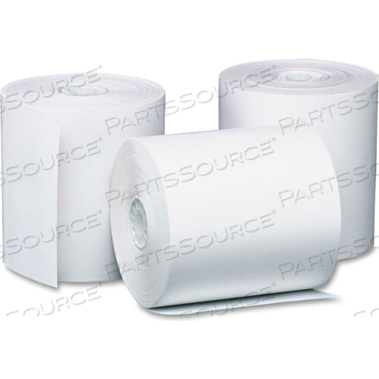 PREPRINTED SINGLE-PLY THERMAL CASH REGISTER/POS ROLL, 3-1/8"X230', WHT, 8/PK by PM Company
