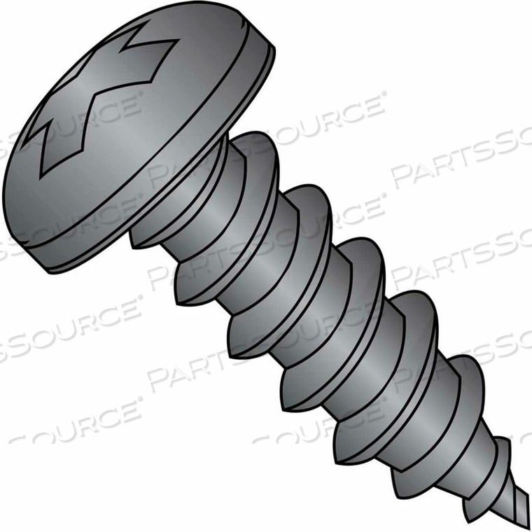 #10 X 1-1/2 PHILLIPS PAN SELF TAPPING SCREW TYPE AB FULLY THREADED BLACK OXIDE - PKG OF 3000 