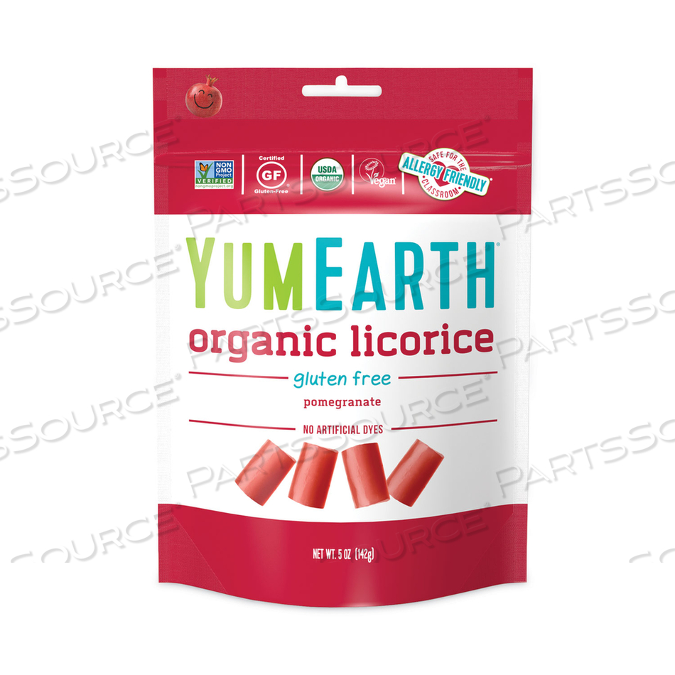 ORGANIC GLUTEN FREE POMEGRANATE LICORICE, 5 OZ BAG, 4/PACK 