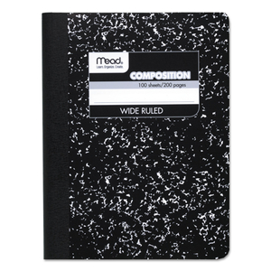 COMPOSITION BOOK, WIDE/LEGAL RULE, BLACK COVER, 9.75 X 7.5, 100 SHEETS by Mead