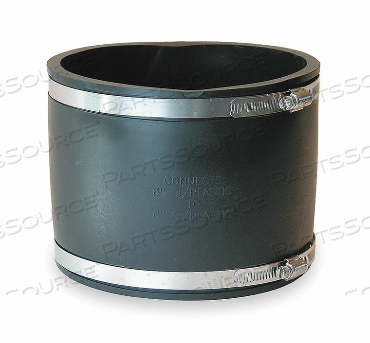 FLEXIBLE COUPLING, PVC, FOR 6 IN PIPE, 5 3/4 IN OVERALL LG, 2 CLAMPS INCLUDED by Fernco FLEXIBLE COUPLING, PVC, FOR 6 IN PIPE, 5 3/4 IN OVERALL LG, 2 CLAMPS INCLUDED by Fernco