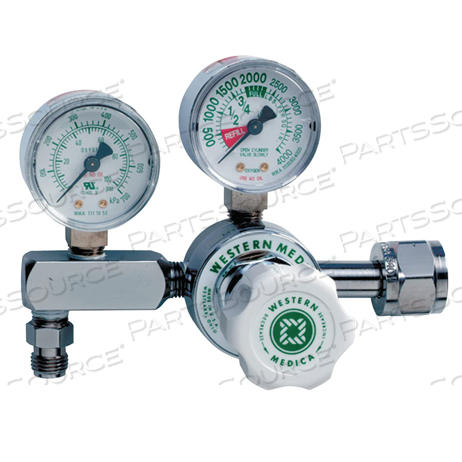 REGULATOR, OXYGEN, BRASS AND CHROME PLATE, CGA 540 DISS OUTLET CONNECTION TYPE, 330LPM FLOW RATE, 0 TO 100PSI PRESSURE RATING by WT Farley Inc REGULATOR, OXYGEN, BRASS AND CHROME PLATE, CGA 540 DISS OUTLET CONNECTION TYPE, 330LPM FLOW RATE, 0 TO 100PSI PRESSURE RATING by WT Farley Inc
