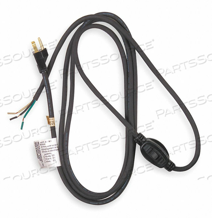 POWER CORD, WIRE SIZE 14 AWG, NUMBER OF CONDUCTORS 3, JACKET MATERIAL RUBBER, JACKET COLOR BLACK, CONNECTION TYPE BARE LEADS, CORD LENGTH 8 by Power First POWER CORD, WIRE SIZE 14 AWG, NUMBER OF CONDUCTORS 3, JACKET MATERIAL RUBBER, JACKET COLOR BLACK, CONNECTION TYPE BARE LEADS, CORD LENGTH 8 by Power First