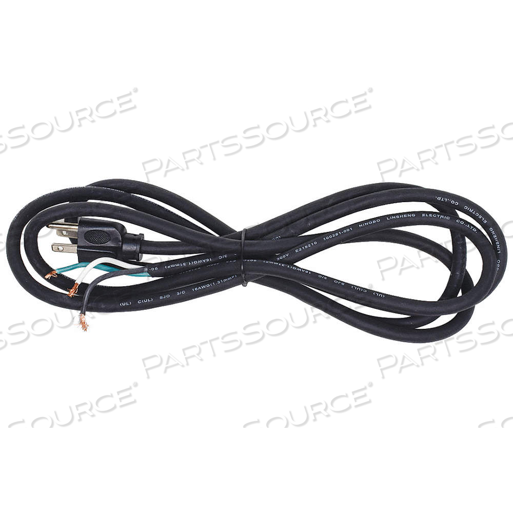 POWER CORD, 16 AWG WIRE SIZE, 8 FT CORD LG, BARE LEADS, 13 A MAX. AMPS, RUBBER, SJO, NEMA 5-15P by Approved Vendor POWER CORD, 16 AWG WIRE SIZE, 8 FT CORD LG, BARE LEADS, 13 A MAX. AMPS, RUBBER, SJO, NEMA 5-15P by Approved Vendor