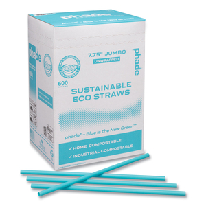 MARINE BIODEGRADABLE STRAWS, 7.75", OCEAN BLUE, 6,000/CARTON by Phade