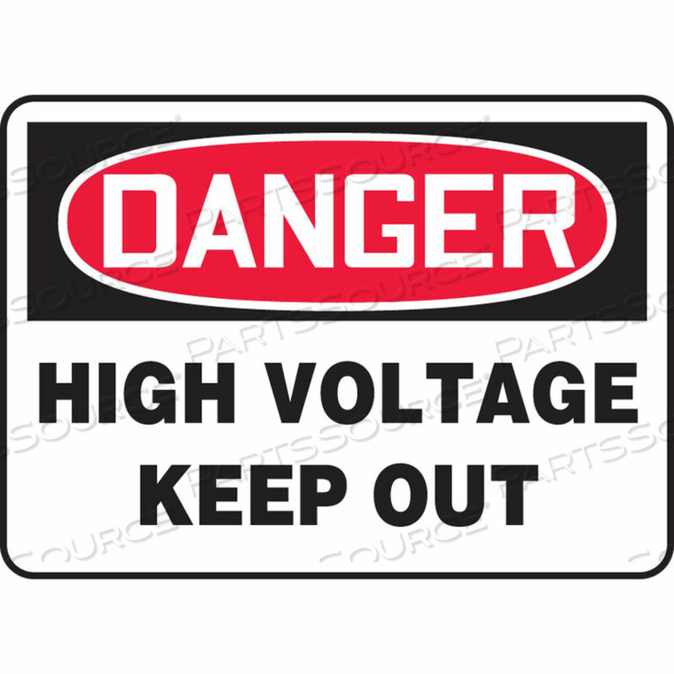 DANGER SIGN, HIGH VOLTAGE KEEP OUT, 14"W X 10"H, PLASTIC by Accuform Manufacturing, Inc. DANGER SIGN, HIGH VOLTAGE KEEP OUT, 14"W X 10"H, PLASTIC by Accuform Manufacturing, Inc.