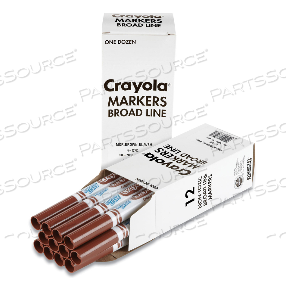 BROAD LINE WASHABLE MARKERS, BROAD BULLET TIP, BROWN by Crayola