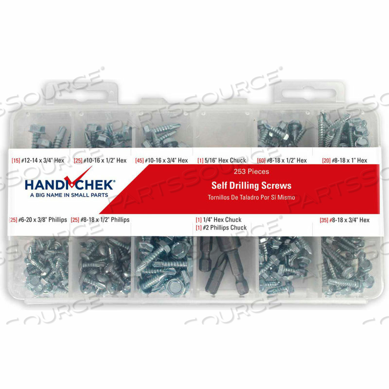 SELF DRILLING AND TAPPING SCREW ASSORTMENT 253 PIECE by Flint Hills Trading