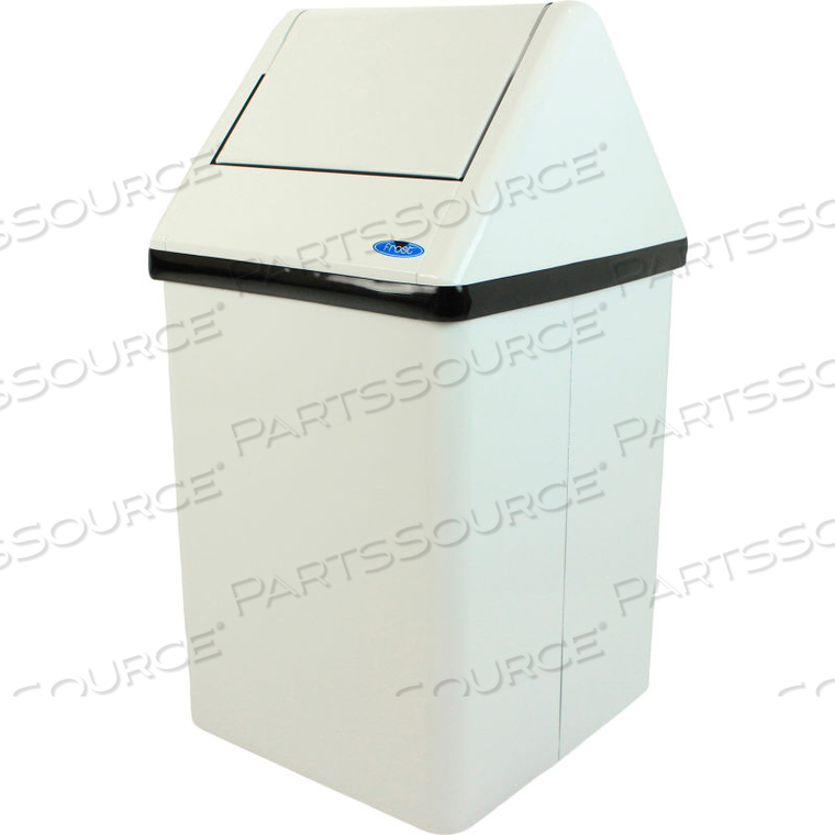 SMALL FREE STANDING WHITE WASTE RECEPTACLE, 14 GALLON, by Frost Products Ltd SMALL FREE STANDING WHITE WASTE RECEPTACLE, 14 GALLON, by Frost Products Ltd