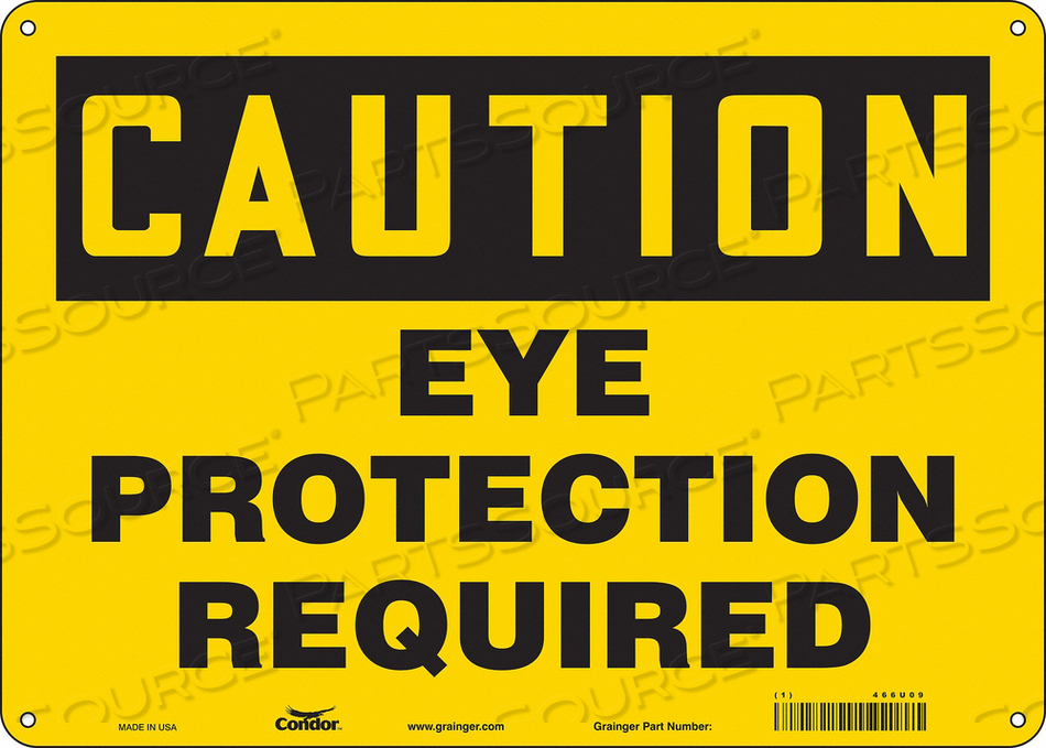 SAFETY SIGN, HORIZONTAL RECTANGLE, NUMBER OF PRINTED SIDES 1, ENGLISH, SIGN FORMAT TRADITIONAL OSHA, SIGN LEGEND EYE PROTECTION REQUIRED, SI by Condor