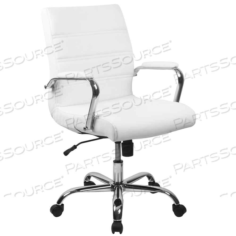 WHITNEY MID-BACK GOLD LEATHERSOFT EXECUTIVE SWIVEL OFFICE CHAIR WITH CHROME FRAME AND ARMS by Flash Furniture
