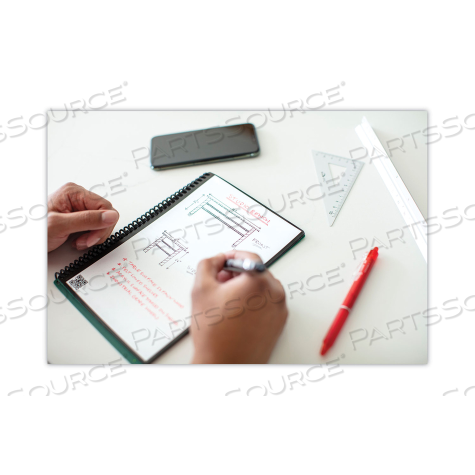 FUSION SMART NOTEBOOK, SEVEN ASSORTED PAGE FORMATS, BLACK COVER, 8.8 X 6, 21 SHEETS by Rocketbook