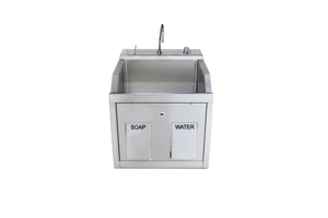 LODI SCRUB SINK (1) PLACE WALL MOUNTED W/KNEE ACTION CONTROL W/SOAP DISPENSER W/INFRARED WATER CONTROL by Blickman