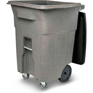 HEAVY DUTY TWO-WHEEL TRASH CART W/CASTERS, 96 GALLON GRAYSTONE by Toter