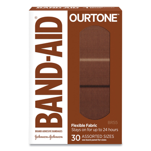 OURTONE ADHESIVE BANDAGES, BR55, 2.25 X 0.63; 3 X 0.75; 3 X 1, MEDIUM BROWN, 30/PACK by Band-Aid