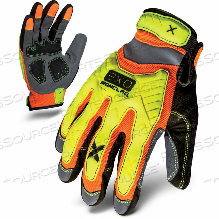 HI-VIS IMPACT GLOVES, ORANGE/YELLOW, 1 PAIR, XL by Ironclad
