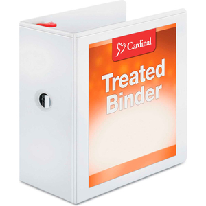 TREATED CLEARVUE LOCKING SLANT-D RING BINDER, 5" CAPACITY, WHITE by Cardinal