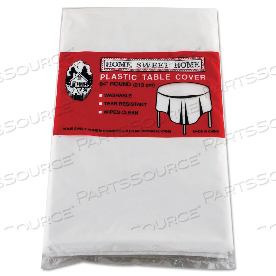 TABLE SET ROUND TABLE COVER, PLASTIC, 84" DIAMETER, WHITE by Tablemate TABLE SET ROUND TABLE COVER, PLASTIC, 84" DIAMETER, WHITE by Tablemate