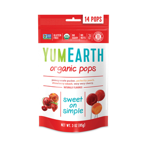 ORGANIC LOLLIPOPS, ASSORTED FLAVORS, 3 OZ BAG WITH 14 LOLLIPOPS EACH, 6/PACK by YumEarth