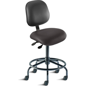 ANTIMICROBIAL STOOL, 21"-28" SEAT HEIGHT, BLACK VINYL - BLACK STEEL BASE - ELITE SERIES by Biofit Engineered Products