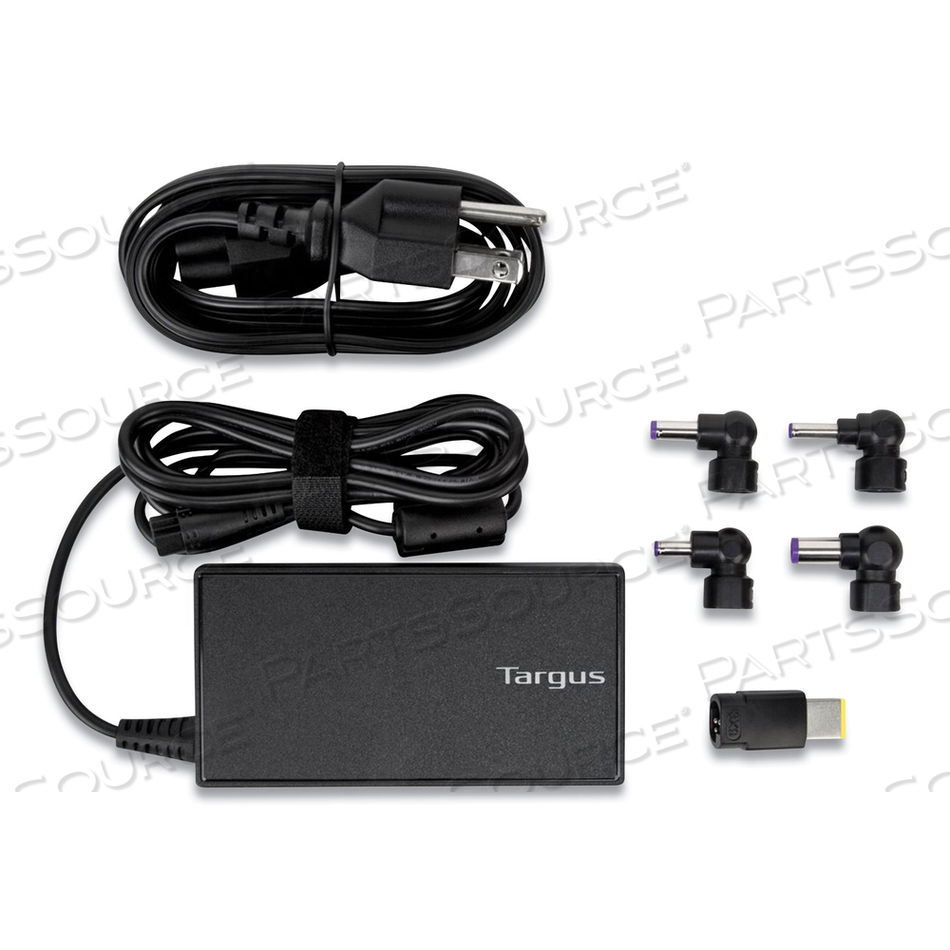 SEMI-SLIM LAPTOP CHARGER FOR VARIOUS DEVICES, 90W, BLACK by Targus
