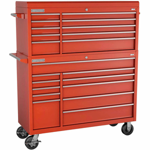 CHAMPION FMPRO 54"W X 20"D X 66-1/8"H 21 DRAWER RED CHEST & ROLLER CABINET COMBO by Independent Design Inc