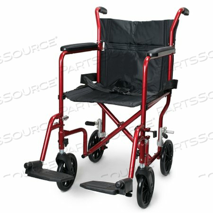 LIGHTWEIGHT TRANSPORT CHAIR, BLACK WITH RED FINISH by McKesson
