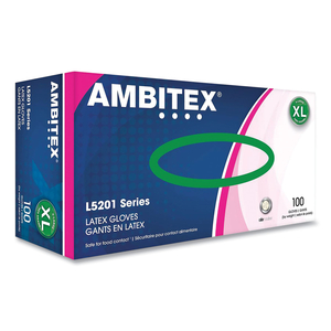 L5201 SERIES POWDER-FREE LATEX GLOVES, 4 MIL, X-LARGE, CREAM, 100/BOX by Ambitex