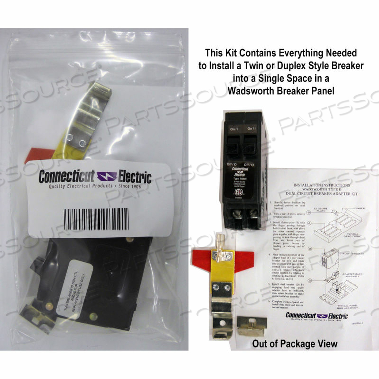 WADSWORTH CIRCUIT BREAKER TYPE B TWIN 1-POLE 15A/15A CLAMSHELL PACKAGED by Connecticut-Electric WADSWORTH CIRCUIT BREAKER TYPE B TWIN 1-POLE 15A/15A CLAMSHELL PACKAGED by Connecticut-Electric