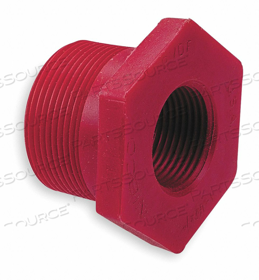 REDUCING BUSHING, 1 IN X 1/2 IN FITTING PIPE SIZE, SCHEDULE 80, MALE NPT X FEMALE NPT, RED by Chemtrol REDUCING BUSHING, 1 IN X 1/2 IN FITTING PIPE SIZE, SCHEDULE 80, MALE NPT X FEMALE NPT, RED by Chemtrol