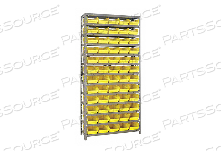 E1507 BIN SHELVING 75 OVERALL H 60 BINS YLLOW by Quantum Storage Systems E1507 BIN SHELVING 75 OVERALL H 60 BINS YLLOW by Quantum Storage Systems