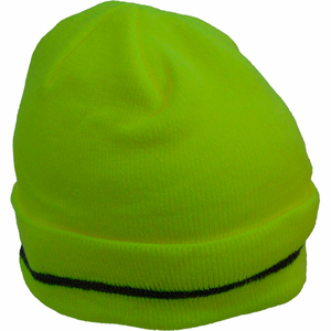 HI-VISIBILITY SAFETY BEANIE HAT WITH REFLECTIVE WOVEN STRIPE, LIME, ONE SIZE by Petra Roc Inc HI-VISIBILITY SAFETY BEANIE HAT WITH REFLECTIVE WOVEN STRIPE, LIME, ONE SIZE by Petra Roc Inc