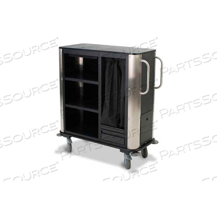 PLASTIC COMPACT SUITE CART W/STAINLESS STEEL CORNERS & HANDLES, BLACK 