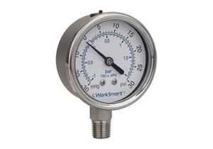 ANALOG PRESSURE GAUGE, 1/4 IN NPT, 2-1/2 IN DIA, 0 TO 100 PSI, STAINLESS STEEL, LOWER MOUNTING by AMETEK U.S. Gauge