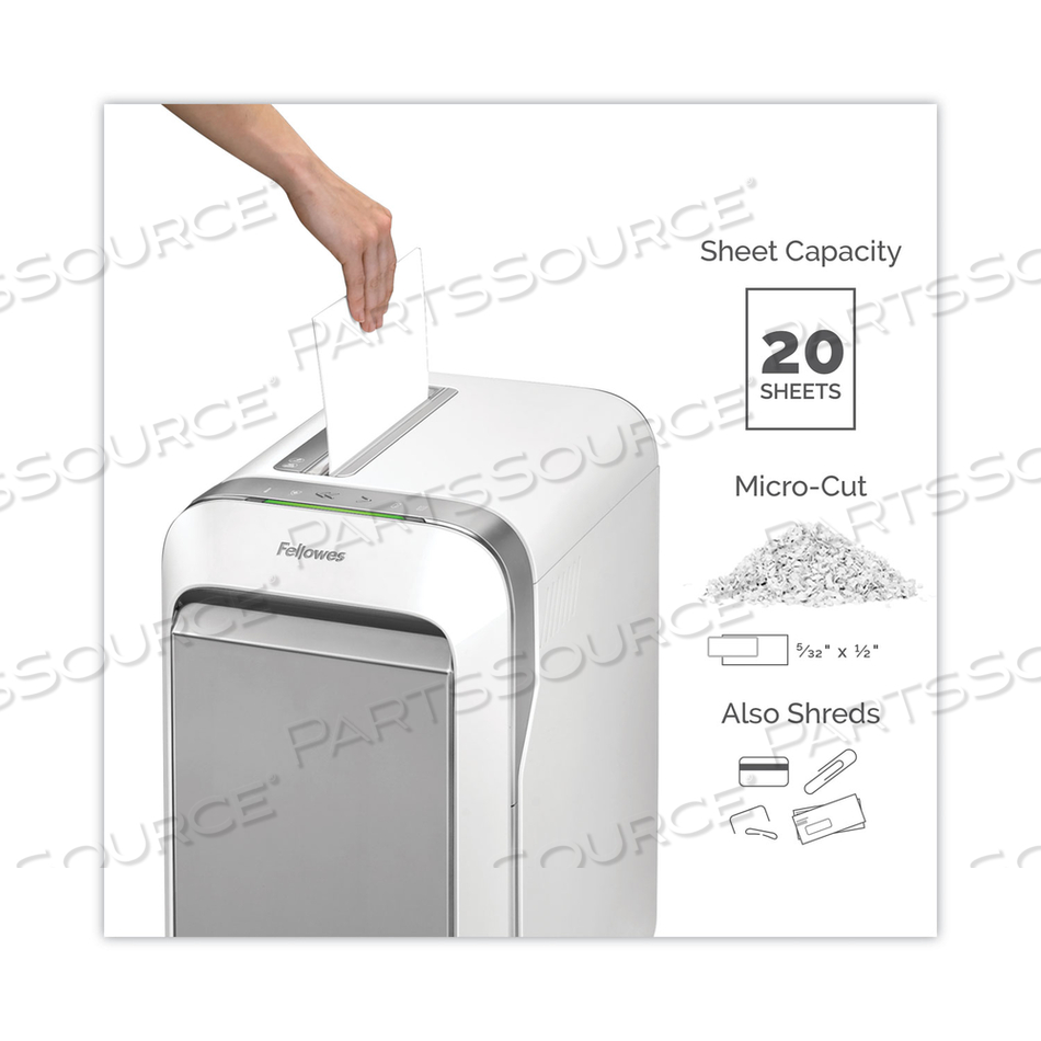 POWERSHRED LX220 MICRO-CUT SHREDDER, 20 MANUAL SHEET CAPACITY, WHITE by Fellowes
