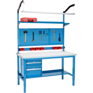 60 X 36 PRODUCTION WORKBENCH - LAMINATE SQUARE EDGE COMPLETE BENCH - BLUE by Approved Vendor